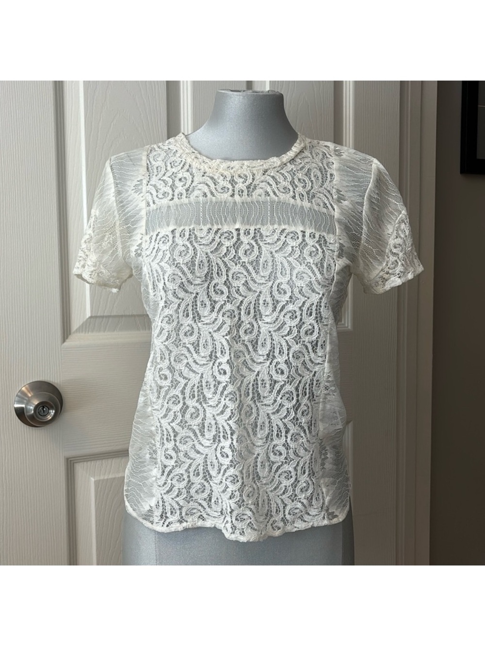 Elegant Lace Short-Sleeve Top by Maje